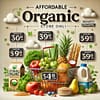 DALL·E A realistic image of an affordable organic grocery store online The image features fresh organic fruits, vegetables, grains, and dairy products displ