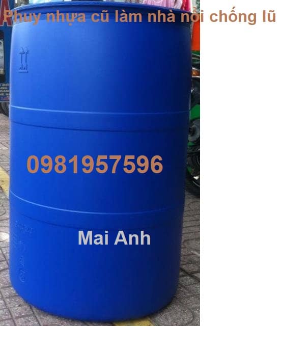 phuy nhựa cũ làm nhà nổi