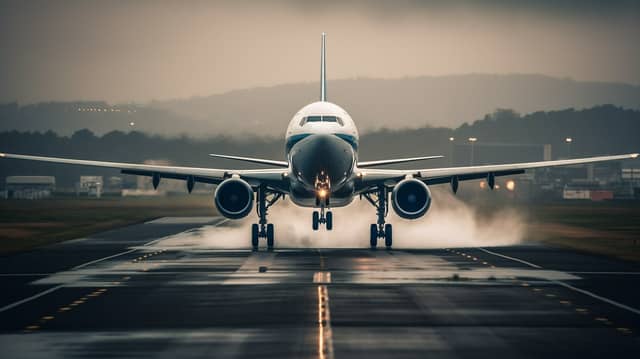 pngtree passenger jet taking off from a runway image
