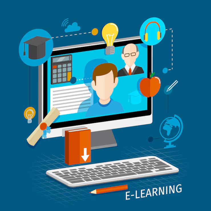 e learning online flat illustration