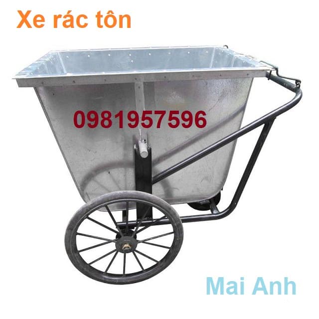 xe gom rác tôn 500l